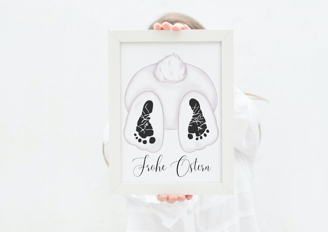 Easter Bunny Footprint Art Print, Keepsake Memory - Image 2