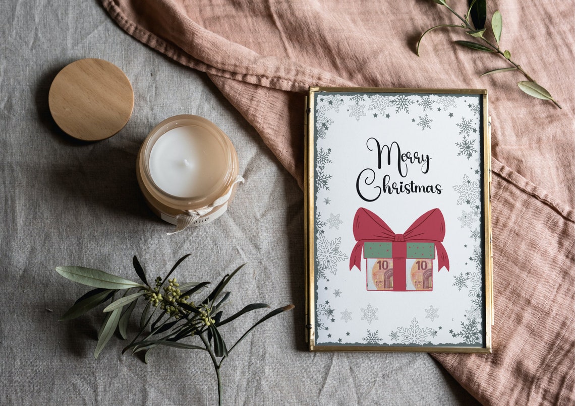 Merry Christmas Money Gift Box With Snowflakes Keepsake Poster - Image 2