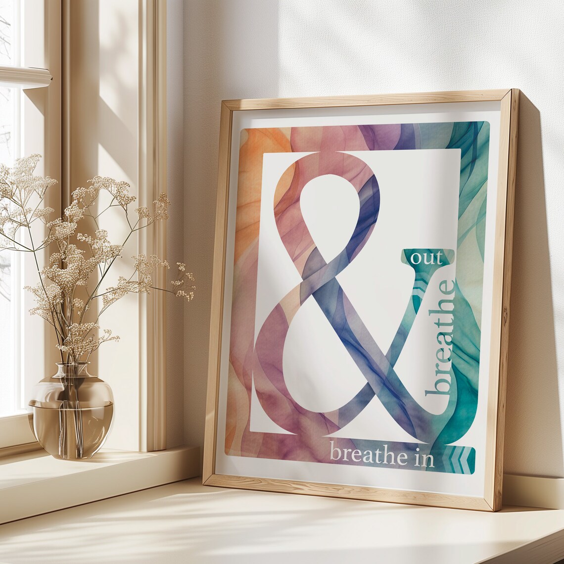 Breathe In And Breathe Out Typography Wall Art Inhale Exhale Wall Decor Meditation Relaxation Print - Image 4