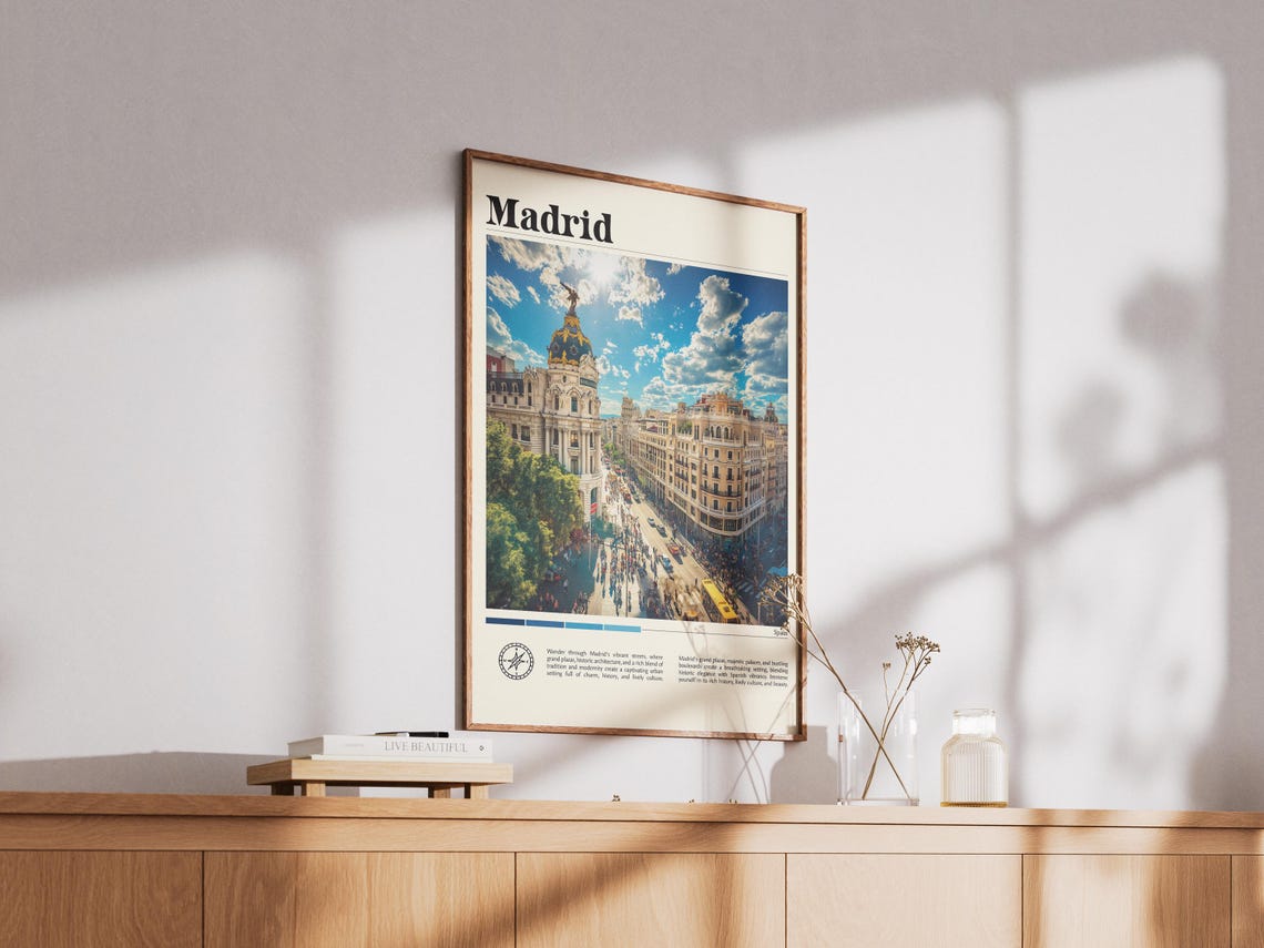 Madrid City Spain Travel Print Spain Travel Poster Travel Wall Art City Map Print Travel Poster Travel Art Gift Travel Home Decor - Image 3