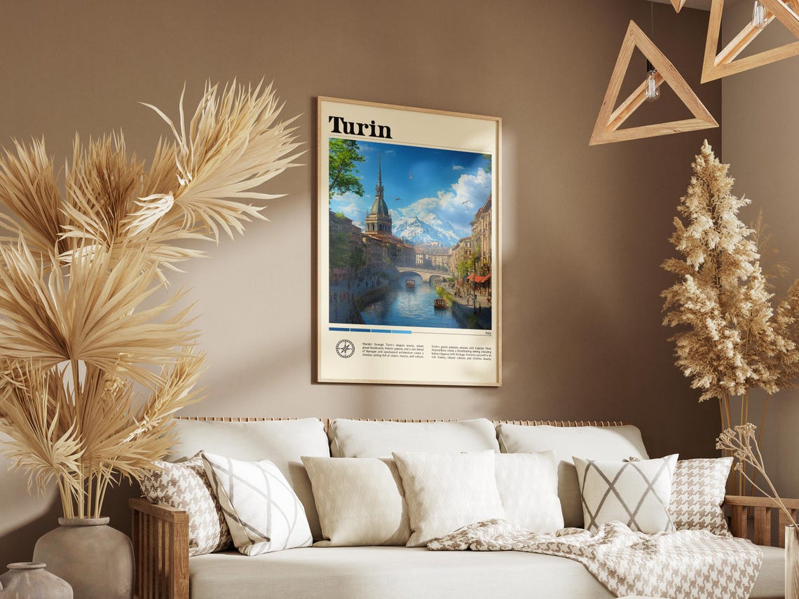 Turin Italy Mole Antonelliana Spire River Bridge Alps Travel Poster - Image 8
