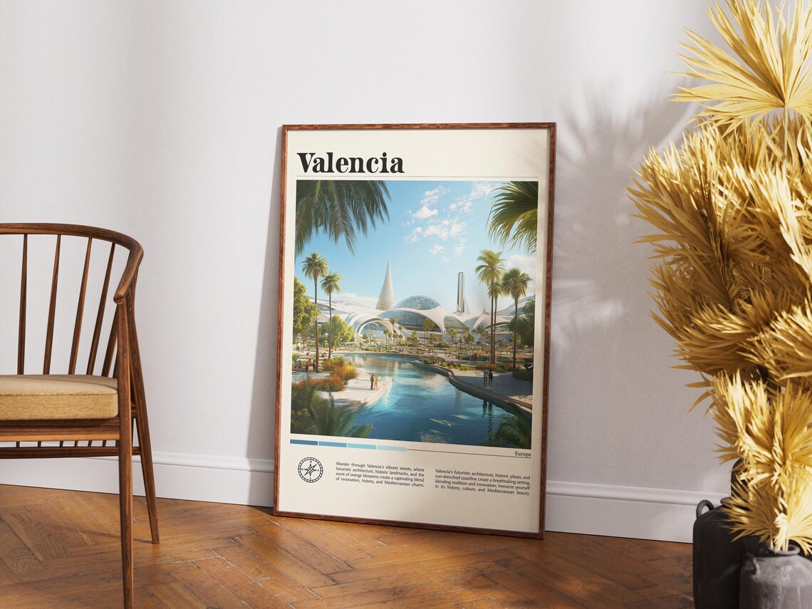 Valencia Spain Futuristic City of Arts Reflecting Water Travel Poster - Image 4