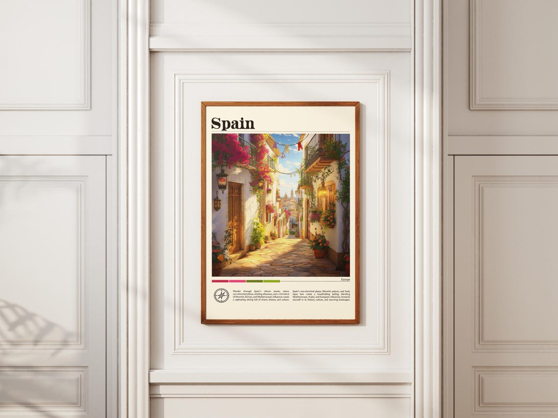 Spain City Travel Print Spain Travel Poster Travel Wall Art City Map Print Travel Poster Travel Art Gift Travel Home Decor Europe Art - Image 2