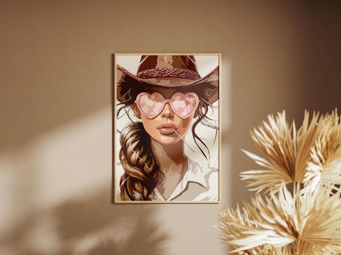 Cowgirl Print Coquette Poster Rodeo Poster Preppy Western Wall Art Cowgirl Hat Print Western Poster Cowgirl Wall Art