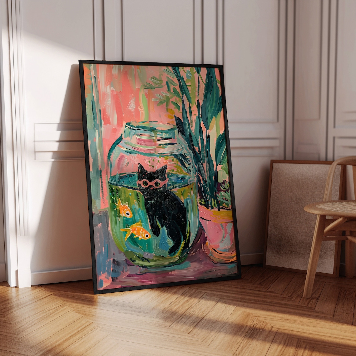 Matisse Goldfish With Cat, Black Cat Art Print - Image 3