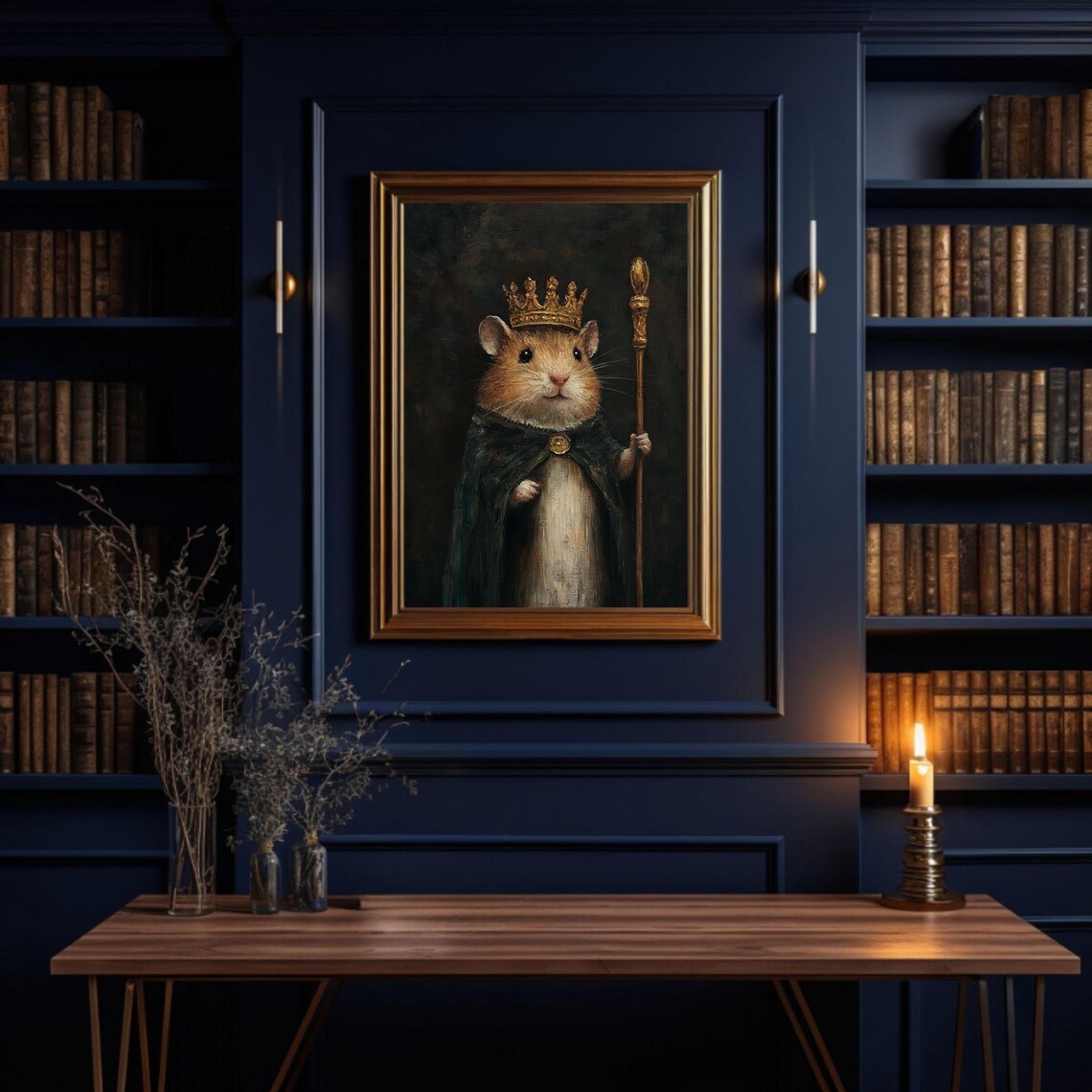 Hamster Anthro Dark Academia Wall Art Print - Image 2
