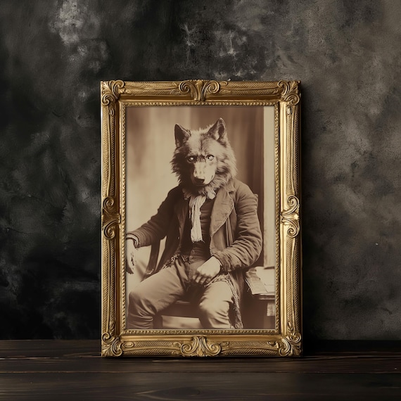 Werewolf In A Studio Vintage Photography Art Print