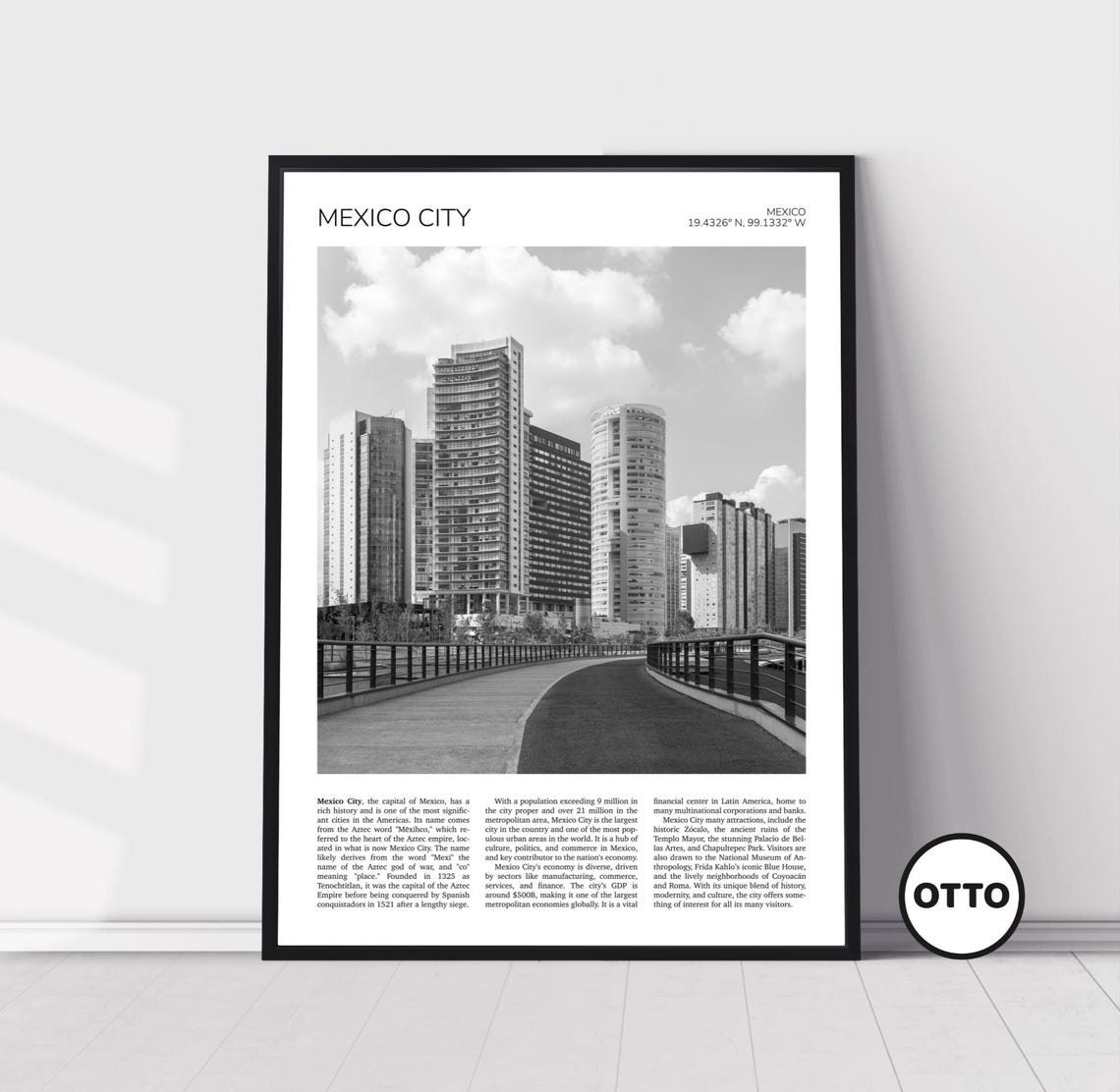 Mexico City Wall Art La Mexicana Park Santa Fe Mexico City Artful Travel Poster Print Photo Cityscape South America