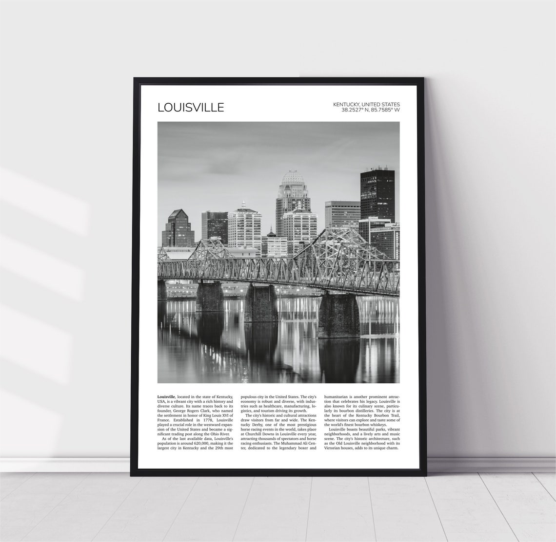 Louisville Wall Art Louisville Artful Travel Poster Print Photo Ohio River Skyline Cityscape Kentucky United States