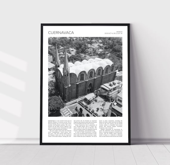 Cuernavaca Calvary Church Aerial View Mexico Black and White Poster