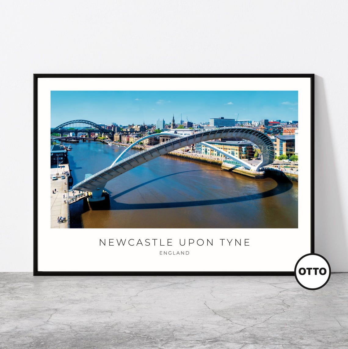 Newcastle Upon Tyne Wall Art Tyne Wear Home Decor Millennium Bridge England Artful Travel Gift United Kingdom Art Poster Print