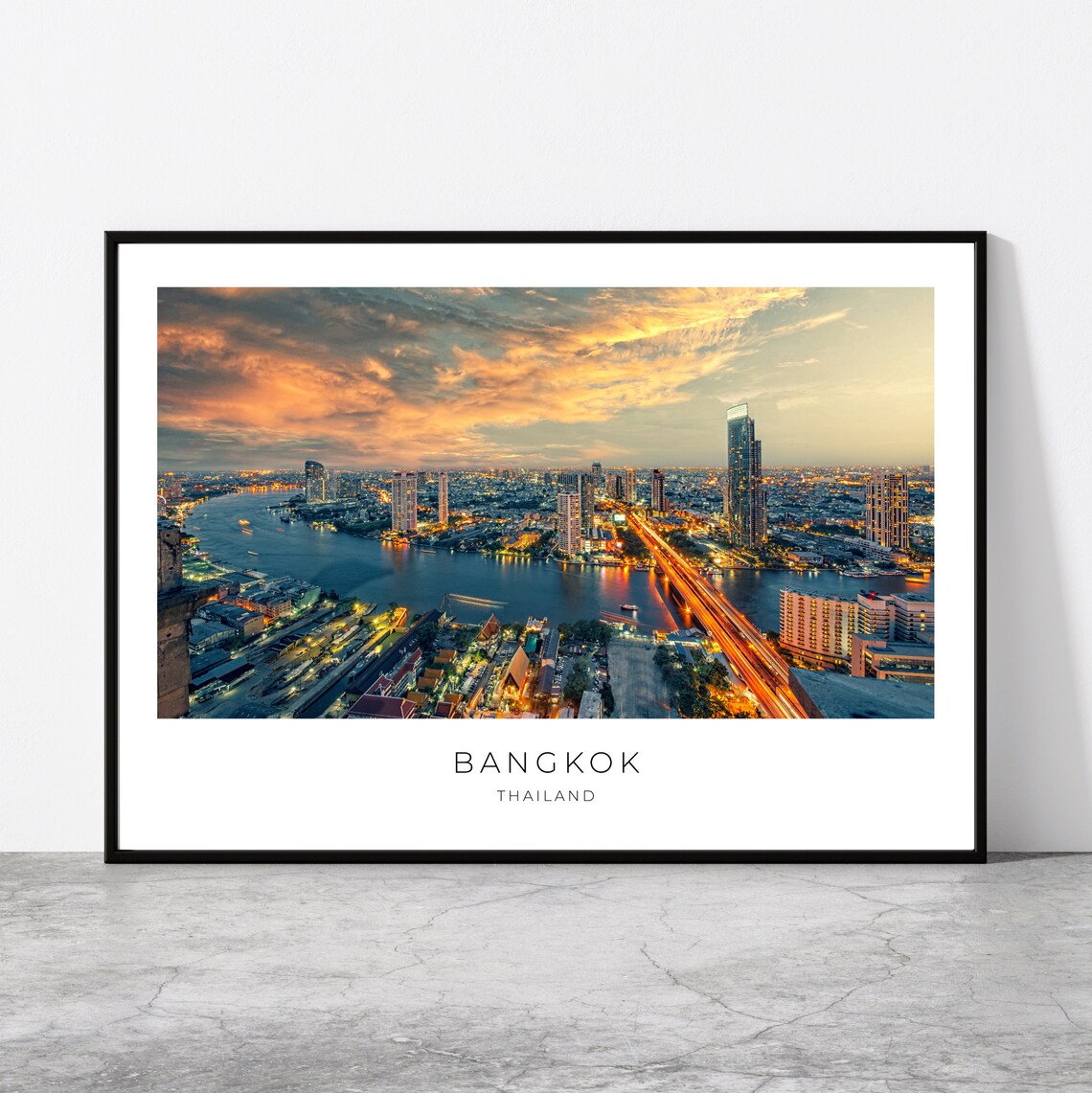 Bangkok Travel Poster, Aerial View of Chao Phraya