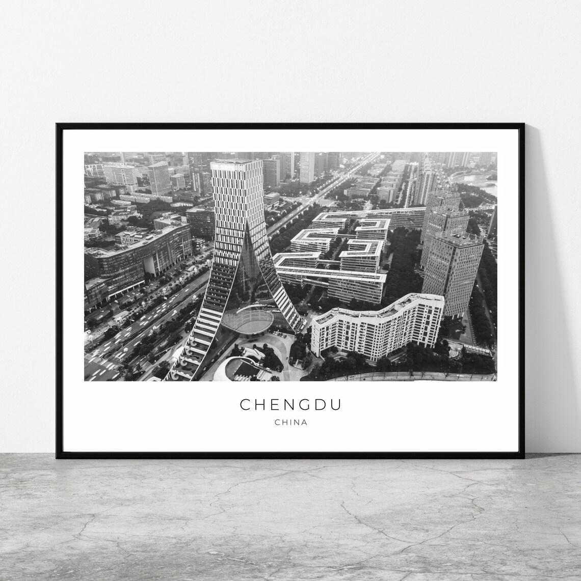 Chengdu Aerial Cityscape Travel Poster, China