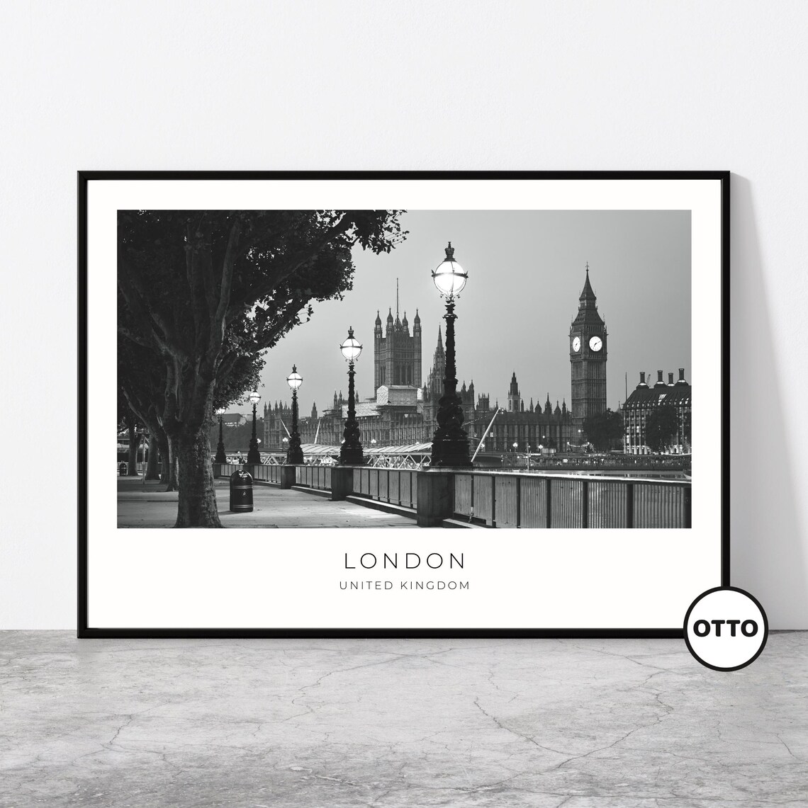London Skyline Travel Poster, Big Ben and Thames