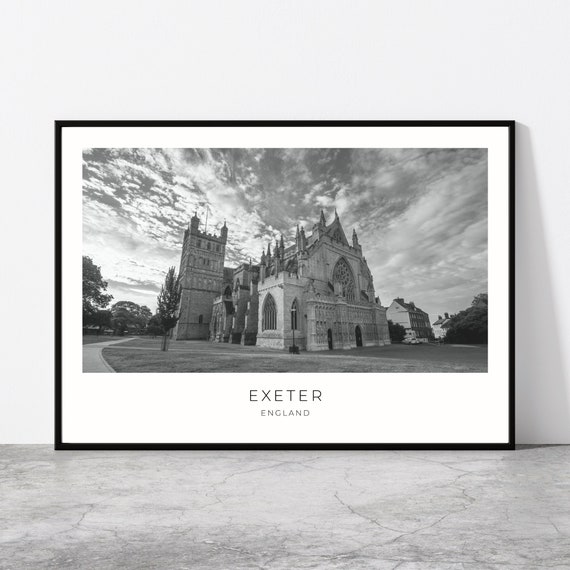Exeter Wall Art Exeter Artful Travel Poster Print Photo Exeter Cathedral Landscape Devon England United Kingdom