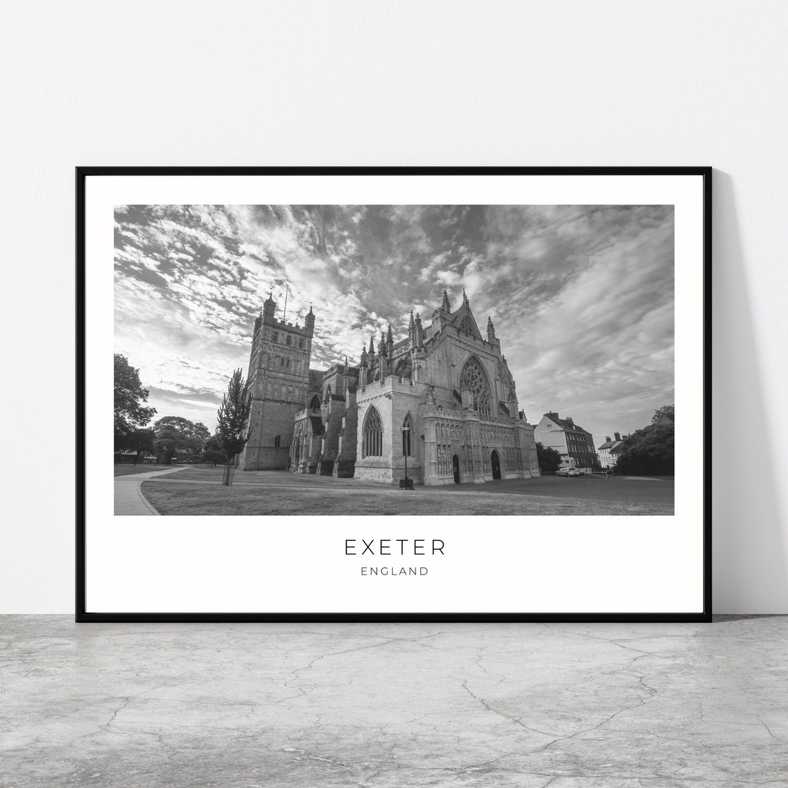 Exeter Wall Art Exeter Artful Travel Poster Print Photo Exeter Cathedral Landscape Devon England United Kingdom