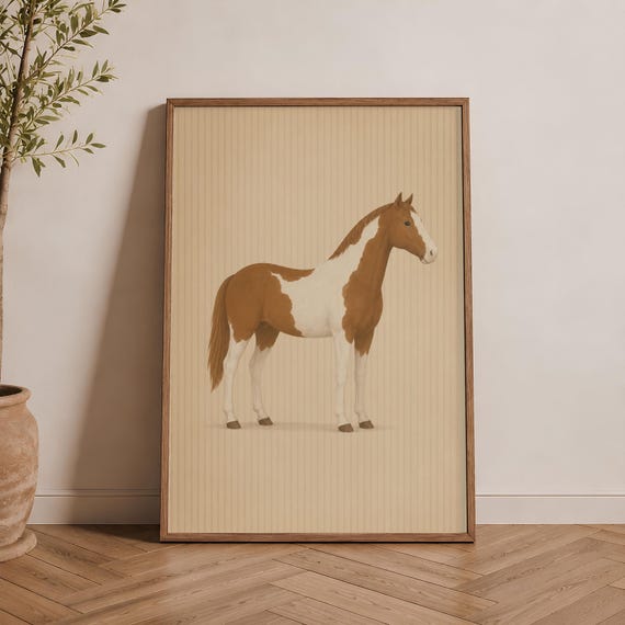 Minimalist Horse Print Scandinavian Farmhouse Animal Wall Art Neutral Nursery Decor