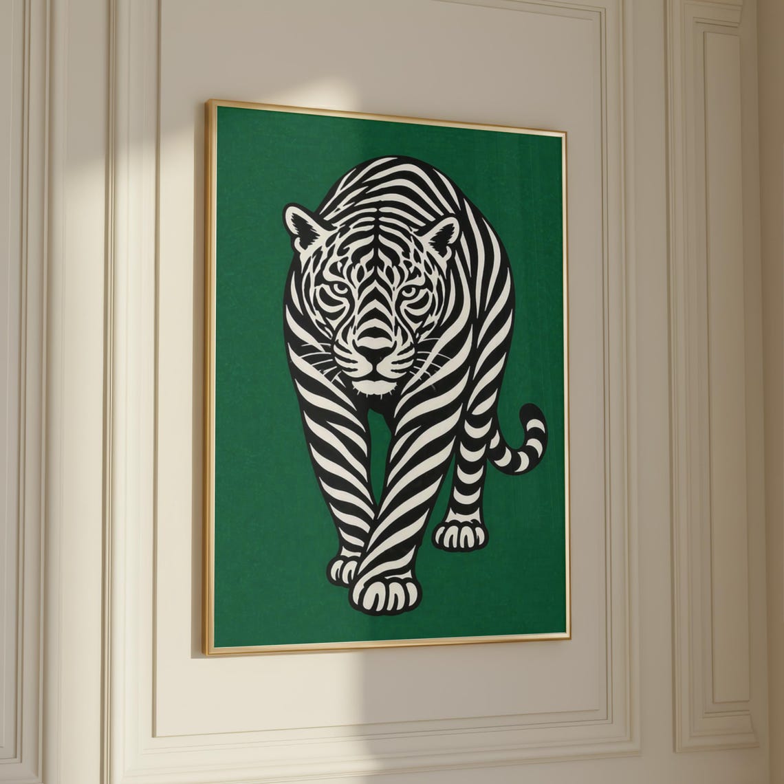 Bold Striped Tiger Emerald Green Jungle Pop Art Animal Poster