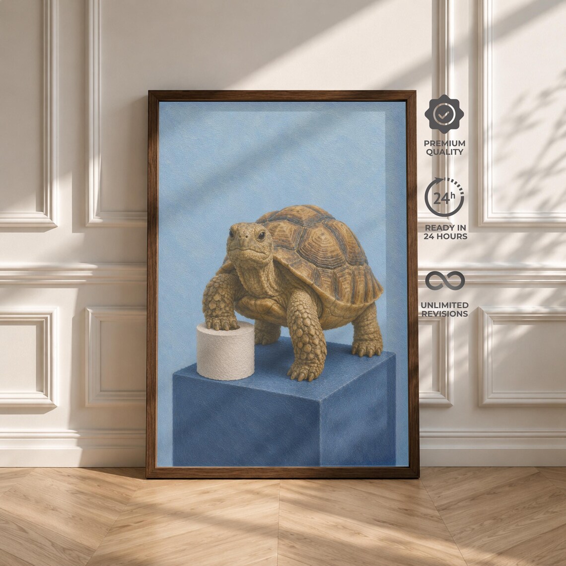 Funny Tortoise Bathroom Wall Art, Vintage Poster