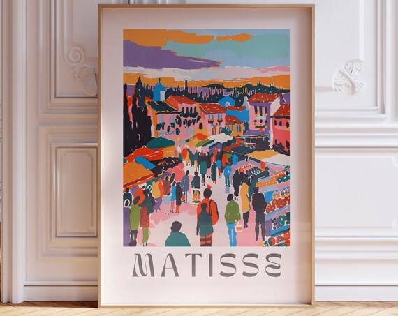 Henri Matisse Sunset Market Street Bustling Evening Crowd Poster