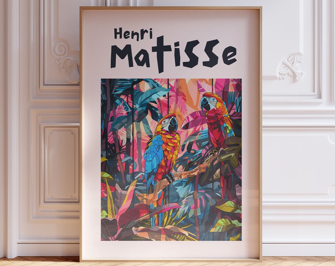 Henri Matisse Two Macaw Parrots Tropical Jungle Bird Art Poster