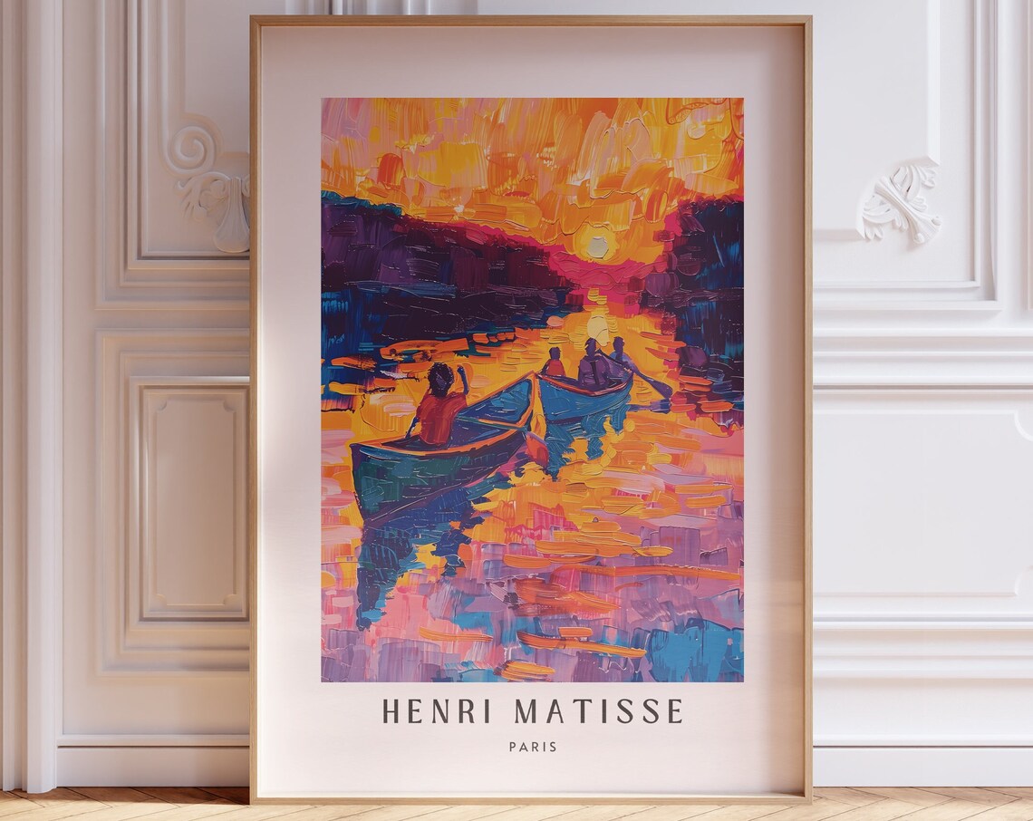 Henri Matisse Paris Canoes Sunset Golden Water Scenic Art Poster