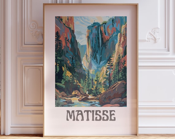 Matisse Mountain Valley Waterfall River Wild Cliffs Art Poster