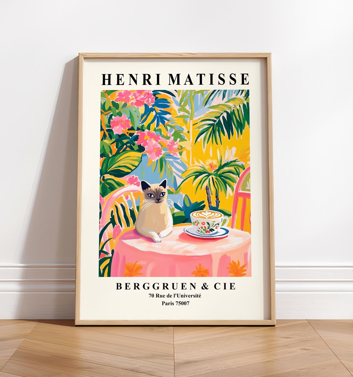 Siamese Cat Matisse Style Coffee Art Print
