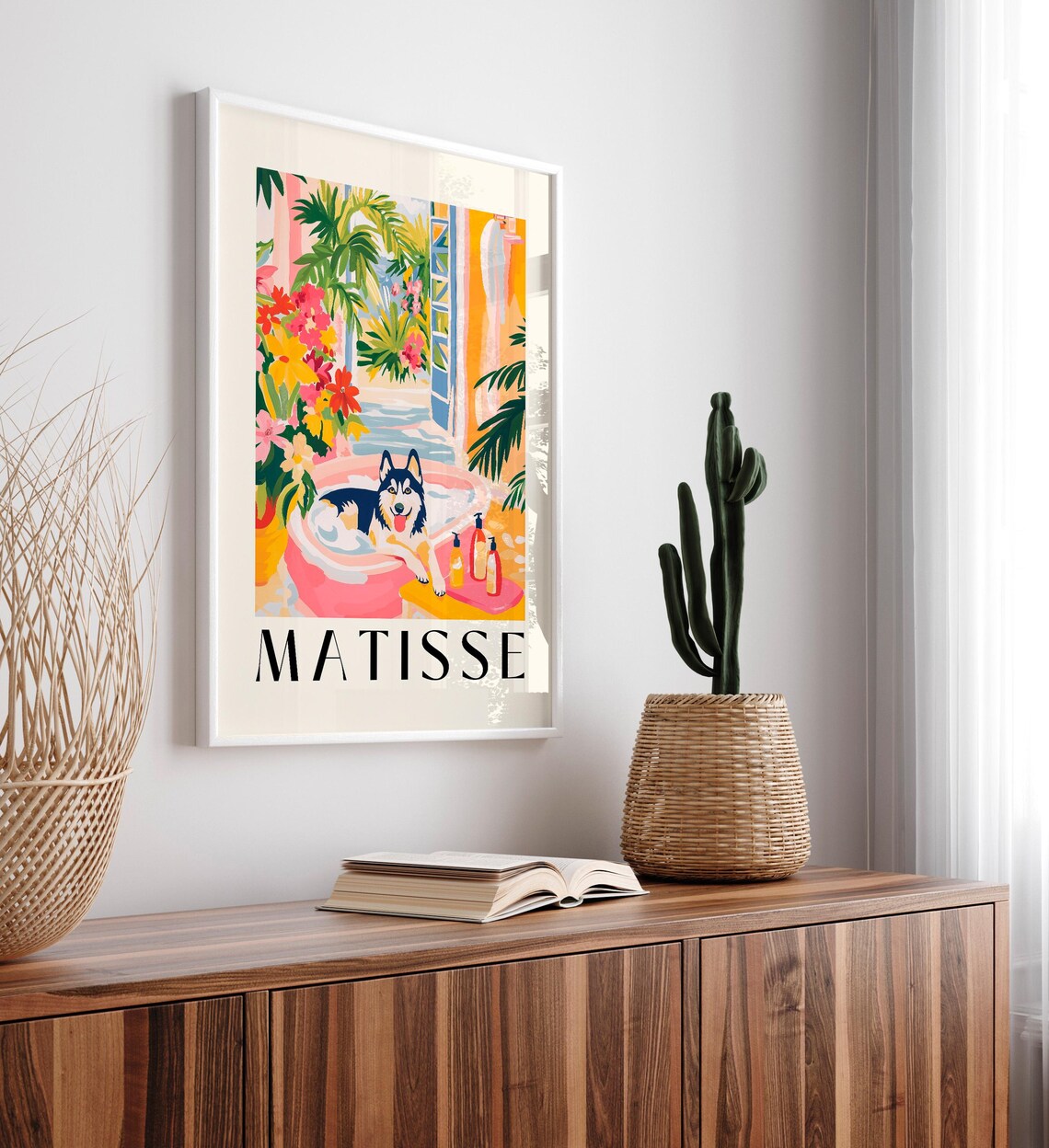 Husky in Bathtub Funny Bathroom Art Print - Image 5