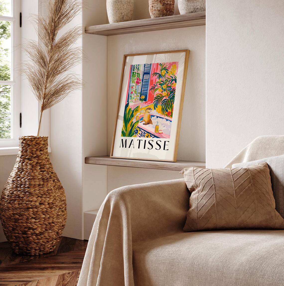 Otter in Bathtub, Matisse-Inspired Art Print - Image 2