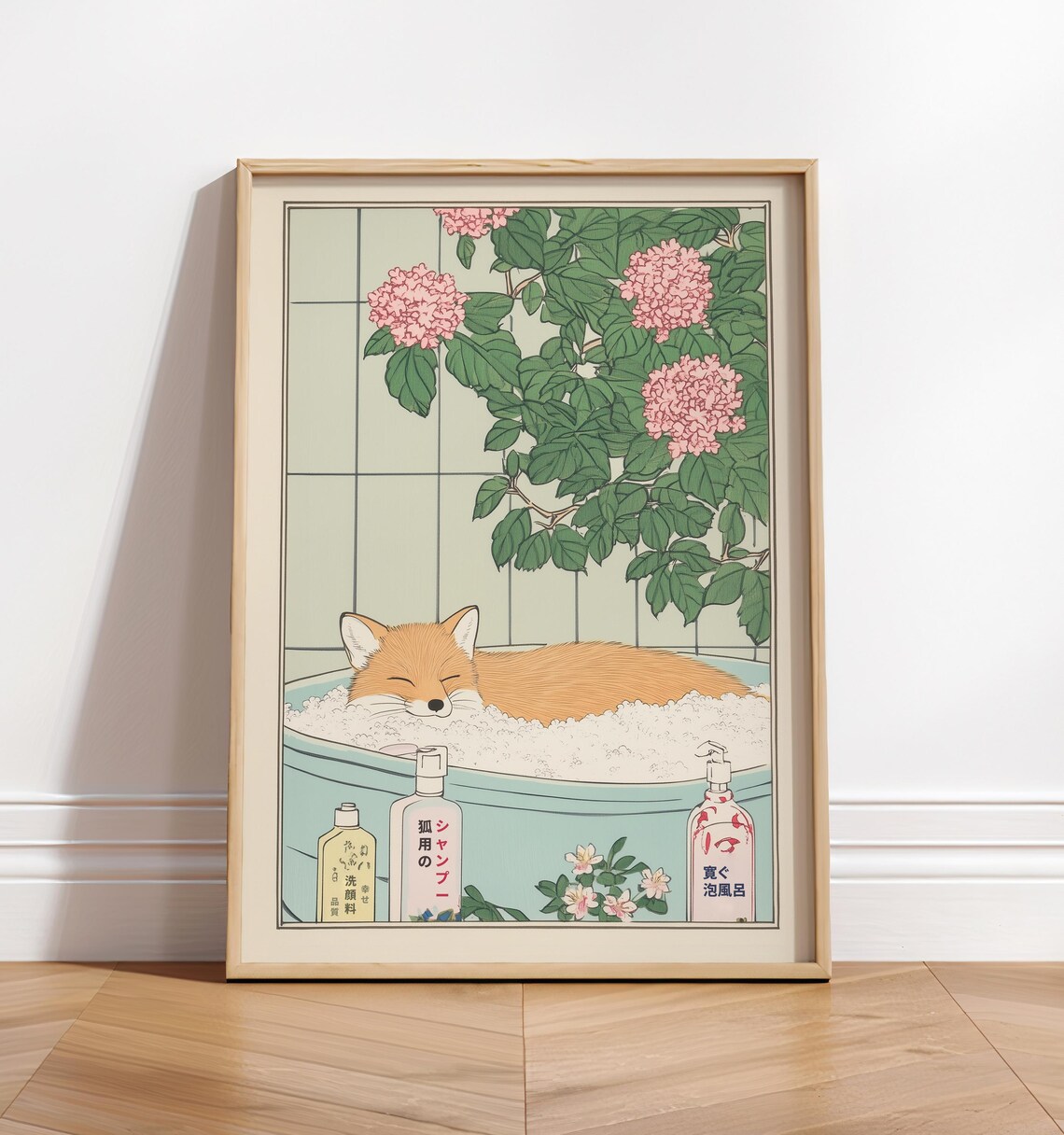 Fox in Bathtub Japanese Aesthetic Art Print - Image 6
