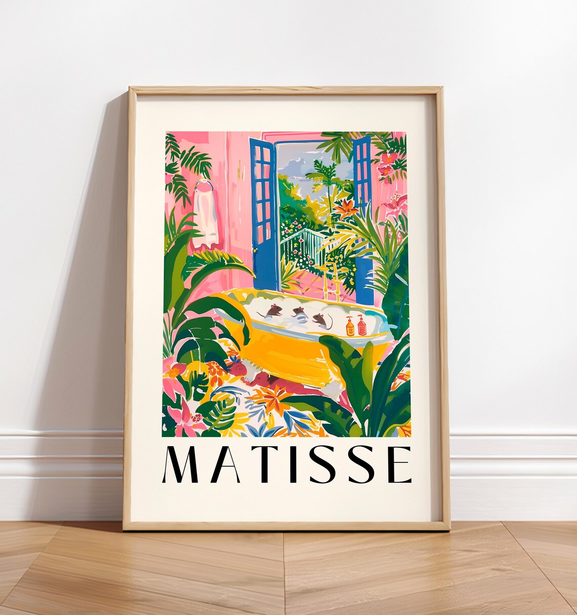 Rats In Bathtub, Matisse-Inspired Bathroom Art Print