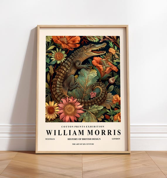 William Morris Crocodile Botanical Mid-Century Art Print