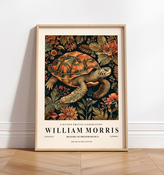 Sea Turtle William Morris Mid-Century Modern Art Print