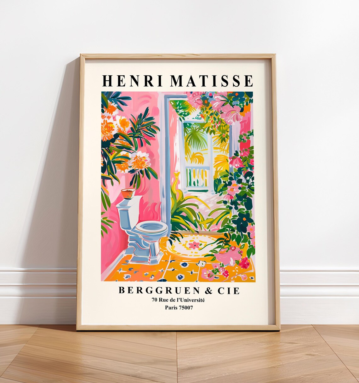 Tropical Toilet Wall Art, Matisse-Inspired Bathroom Poster