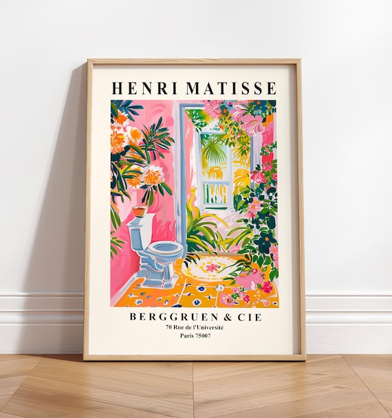 Tropical Toilet Wall Art, Matisse-Inspired Bathroom Poster