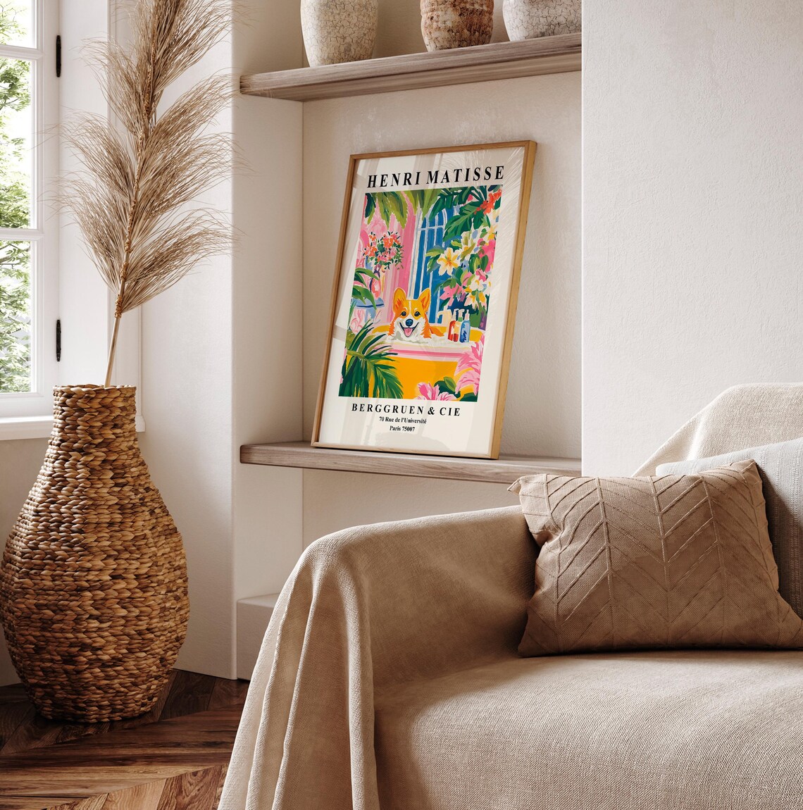 Corgi Art Print, Matisse-Inspired Funny Bathtub - Image 2