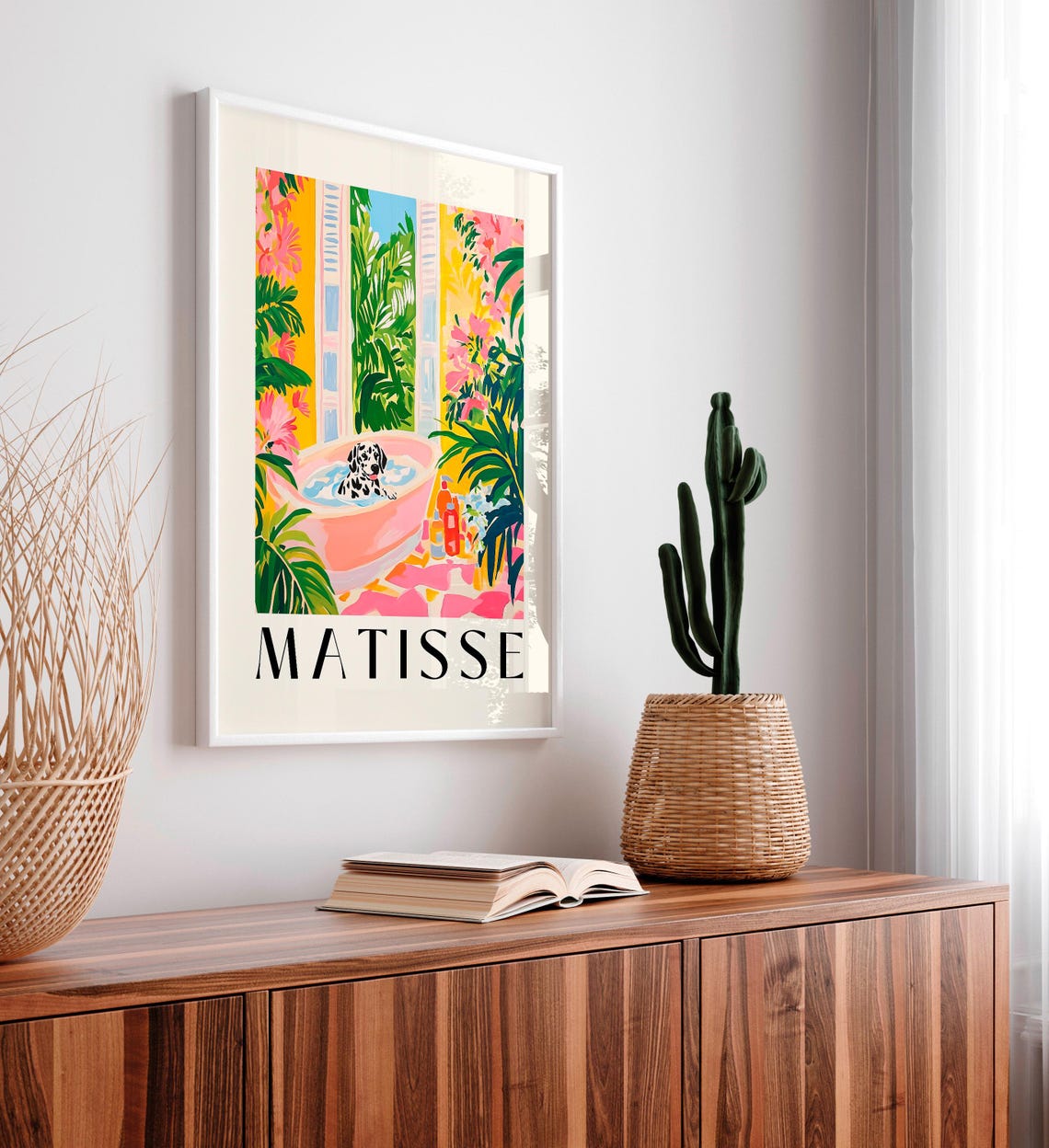 Matisse Style Dalmatian Puppy Bubble Bath Pink Tropical Poster - Image 5