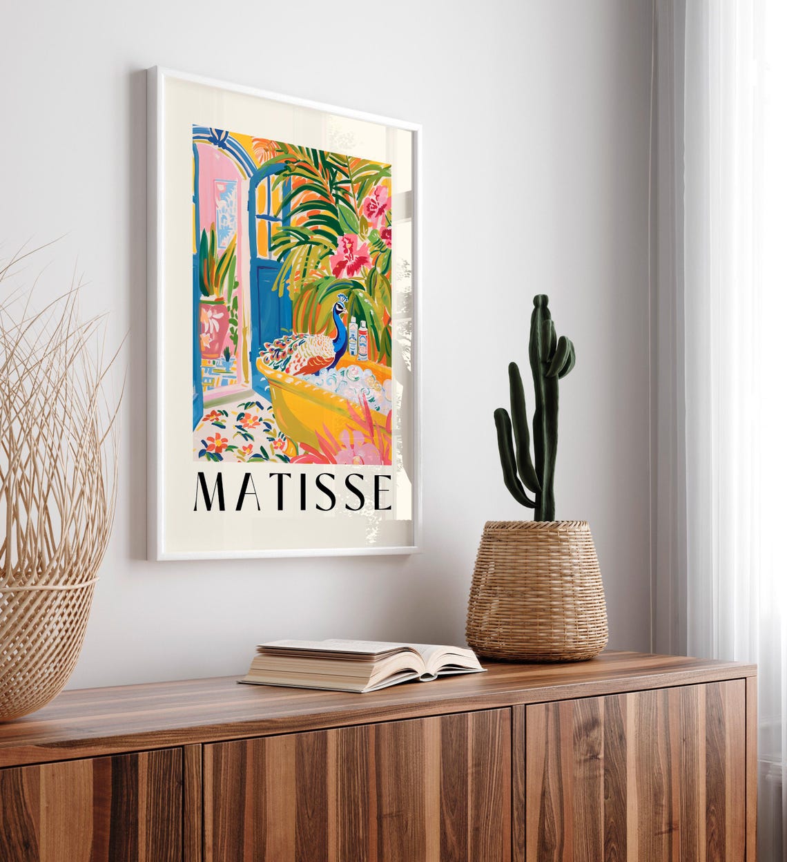 Matisse Style Peacock Bubble Bath Yellow Tropical Garden Poster - Image 4