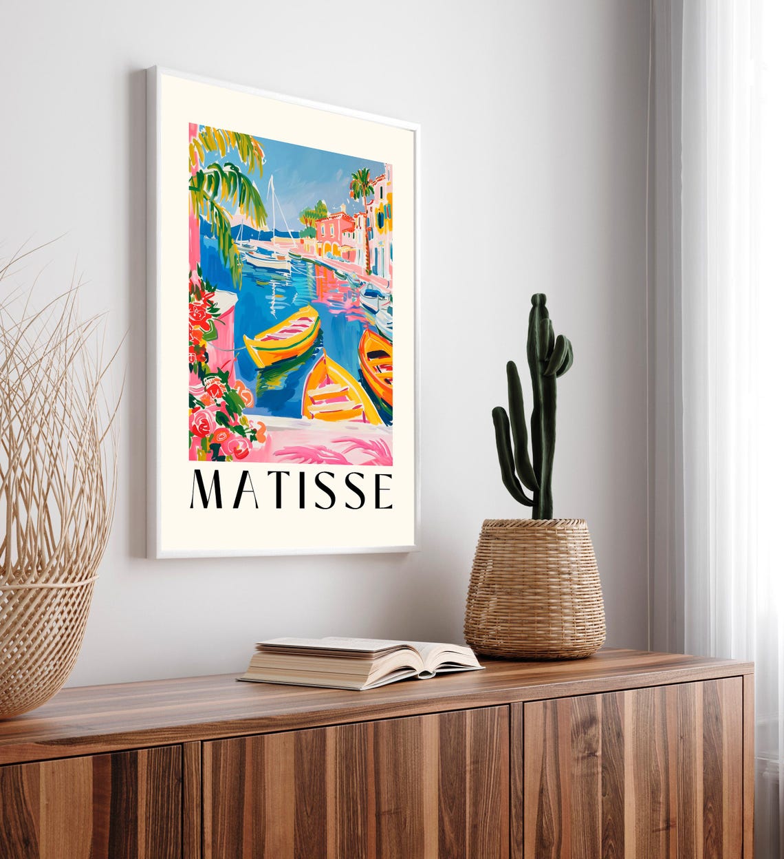 Matisse Style Colorful Harbor with Yellow Boats Waterfront Art Poster - Image 4