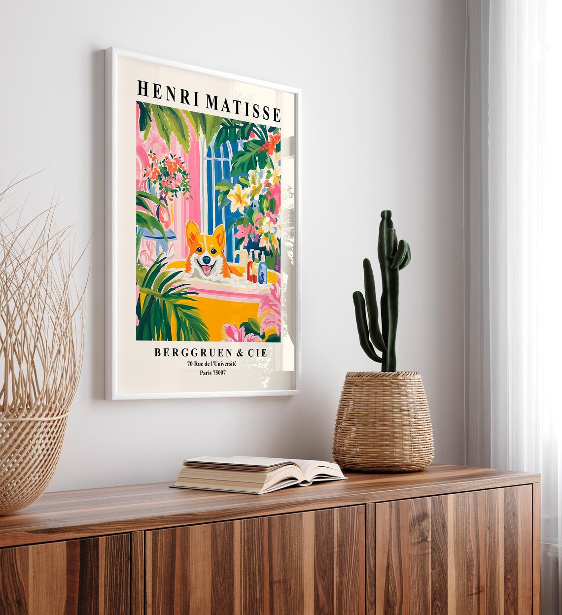 Corgi Art Print, Matisse-Inspired Funny Bathtub - Image 5