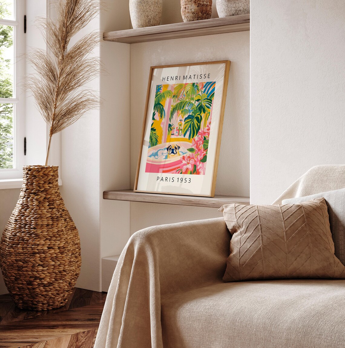 Pug In Bathtub Matisse-Inspired Bathroom Art Print - Image 5