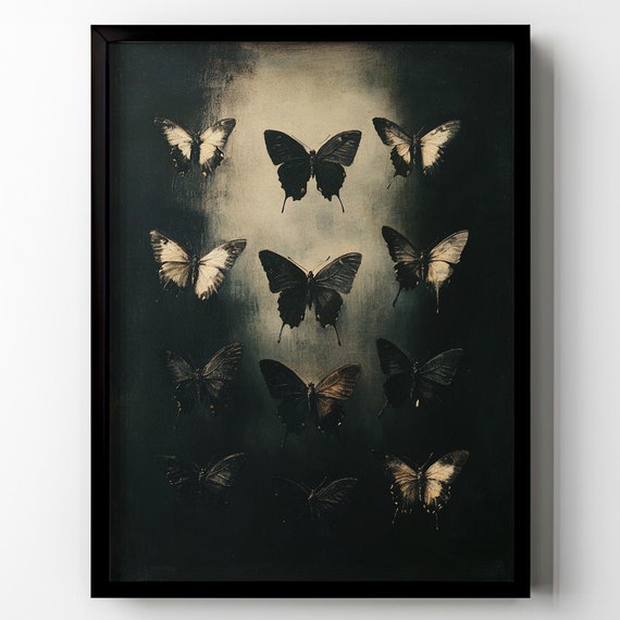 Goth Butterfly Poster Print Dark Academia Wall Decor Insect Entomology Moody Gothic Artwork Butterflies Wall Art Matte Poster