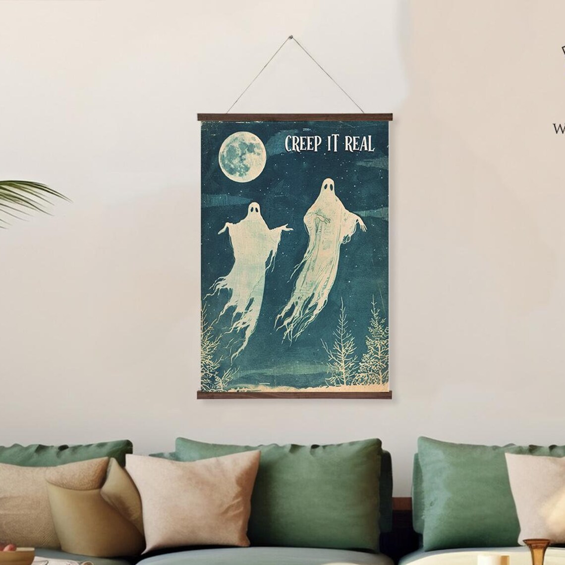 Creep It Real Ghosts Full Moon Vintage Halloween Spooky Wall Poster