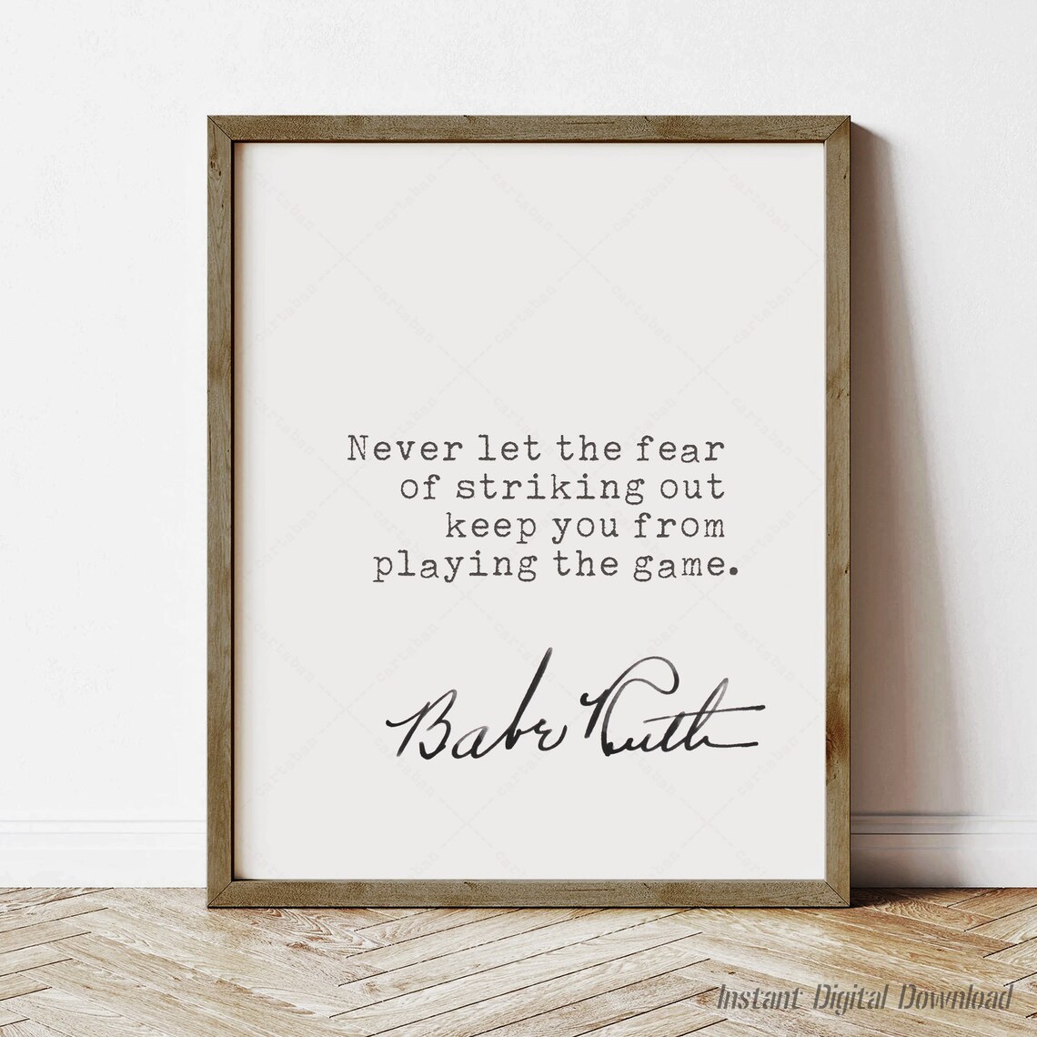 Babe Ruth Quote Poster Print, Baseball Motivation