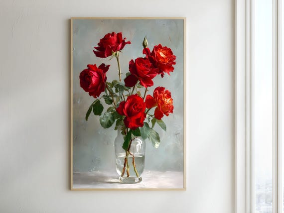 Rose Poster Floral Wall Art Printable Flower Decor Digital Download