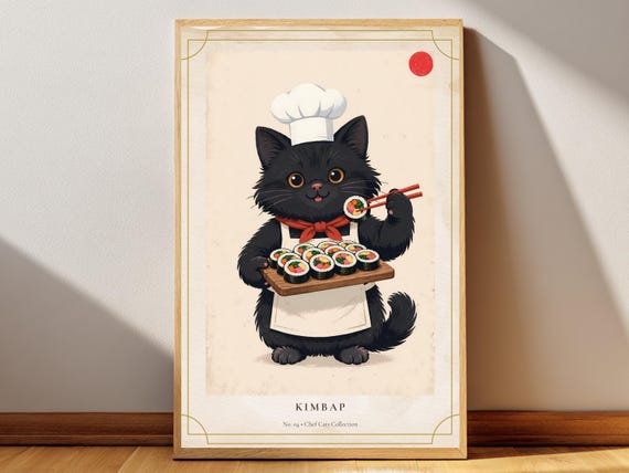 Kimbap Cat Poster Printable Wall Art Digital Download