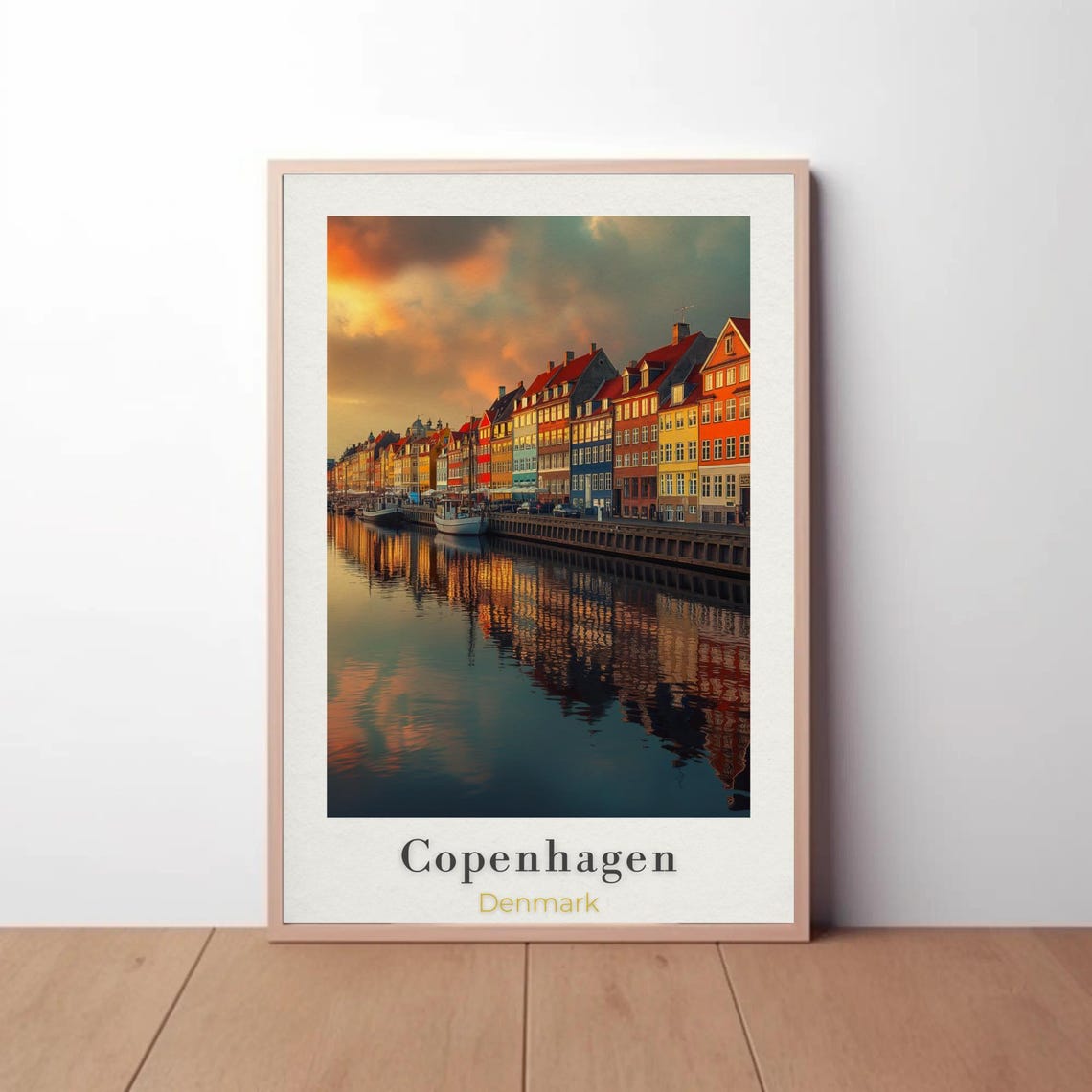 Copenhagen Travel Poster Nyhavn Waterfront Art Print