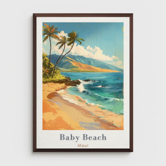 Baby Beach Maui Hawaii Travel Poster Vibrant Wall Art