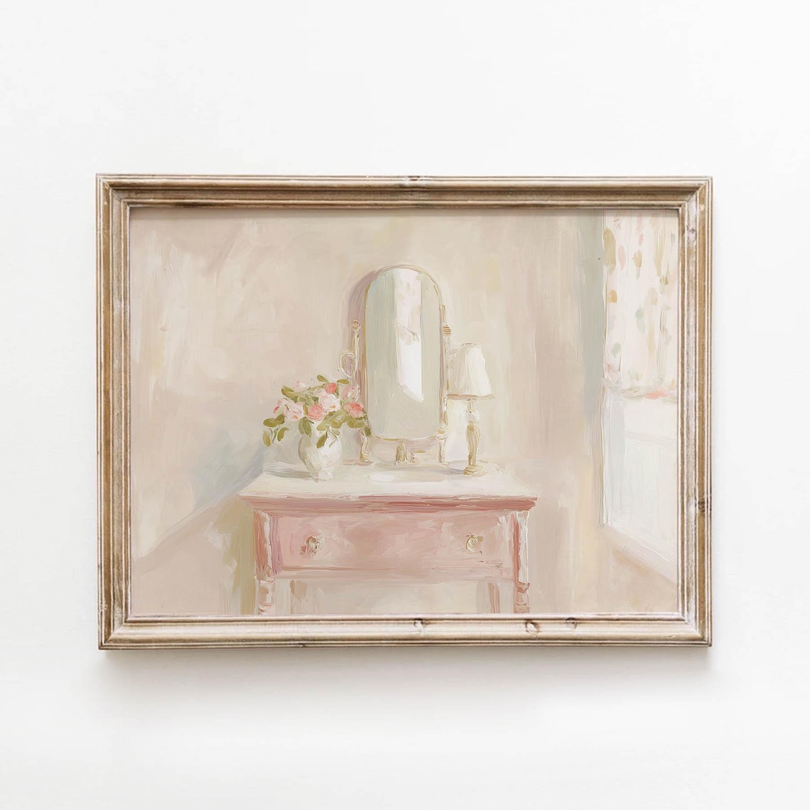 Vintage Vanity Dresser Art Print, Cottagecore Decor